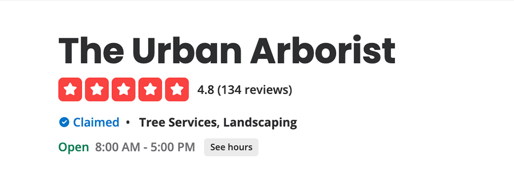 The Urban Arborist | YELP! Reviews