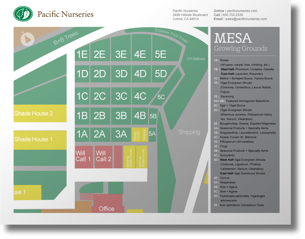 MESA Growing Grounds Map | Pacific Nurseries