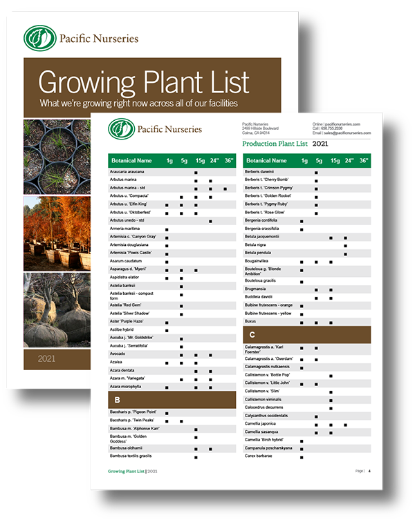 Download 2021 Growing Plant List | Pacific Nurseries